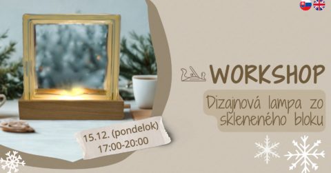 Dizajnová lampa zo skleneného bloku