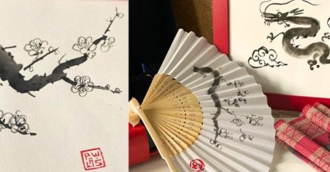 Kaligrafická tušová maľba